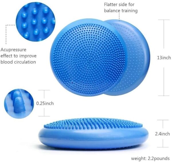 Inflated Stability Wobble Cushion Pad – Extra Thick Yoga & Balance Disc with Pump, 33 cm (13 in) – Sensory Seat Cushion for Kids & Adults, Core & Leg Workout - Image 8