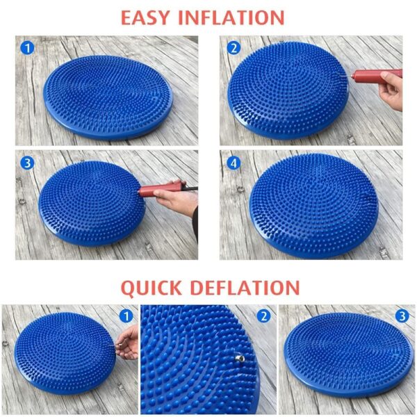Inflated Stability Wobble Cushion Pad – Extra Thick Yoga & Balance Disc with Pump, 33 cm (13 in) – Sensory Seat Cushion for Kids & Adults, Core & Leg Workout - Image 2