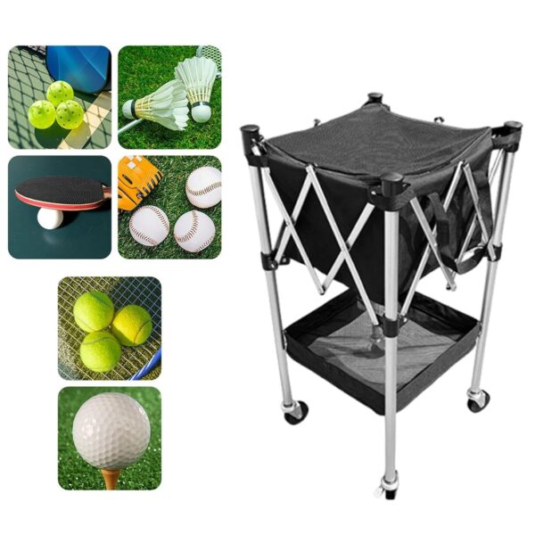 Tennis Ball Basket Cart Foldable Pickleball Storage Cart for Clubs Playrooms|Sporting Goods|Tennis & Racquet Sports|Tennis|Training Aids - Image 5