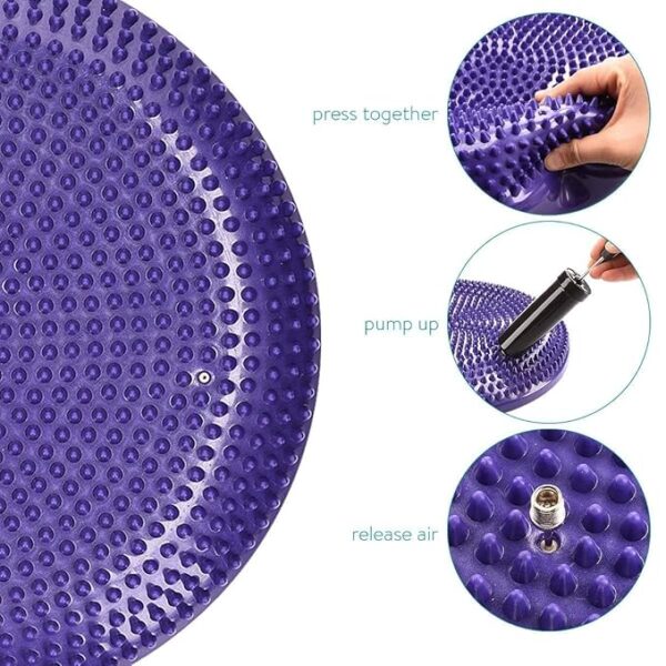 Inflated Stability Wobble Cushion Pad – Extra Thick Yoga & Balance Disc with Pump, 33 cm (13 in) – Sensory Seat Cushion for Kids & Adults, Core & Leg Workout - Image 5